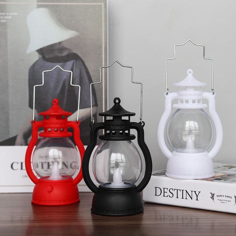 image-Retro kerosene lamp Christmas Halloween pumpkin portable pony lantern night light LED electronic decoration candle light