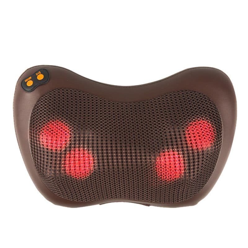 image-Cross-border new massage pillow Shoulder, neck, waist and back massager Car home kneading and heating cervical spine massager