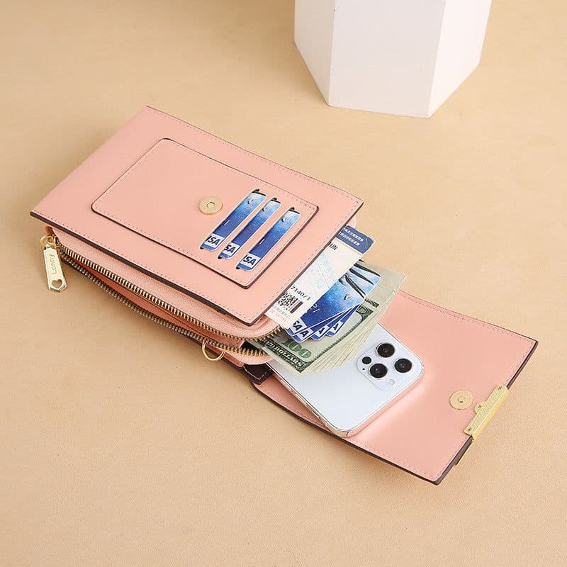 image-Lonny touch screen mobile phone bag female small messenger cute small bag for mobile phone fashion coin bag vertical style