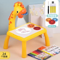 image-Cross-border children's enlightenment early education intelligent projection painting board baby graffiti writing deer Douyin projection painting table