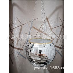 image-2021 Cross-border New Disco Mirror Ball Flower Pot, Spherical Hanging Pot, Gardening Creative Hanging Basket, Factory Outlet