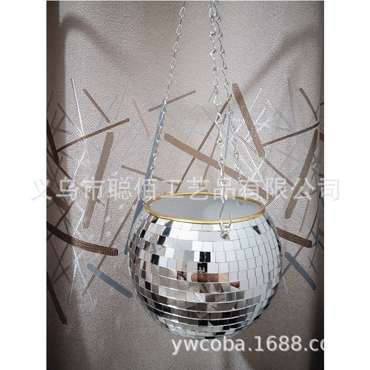 image-2021 Cross-border New Disco Mirror Ball Flower Pot, Spherical Hanging Pot, Gardening Creative Hanging Basket, Factory Outlet