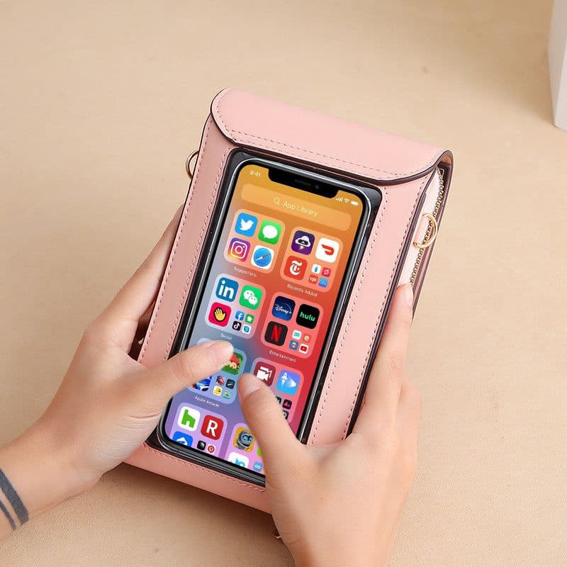 image-Lonny touch screen mobile phone bag female small messenger cute small bag for mobile phone fashion coin bag vertical style