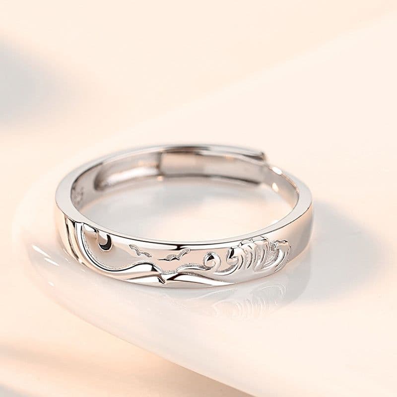 image-Original new mountain alliance eachother couple ring sterling silver men and women a niche design ring sun and moon ring gift