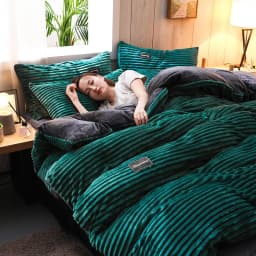 image-Thick coral fleece four-piece flannel double-sided fleece duvet cover winter crystal fleece plus fleece bed magic fleece