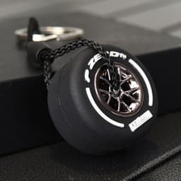 image-Cross-border soft rubber small tire keychain, personalized double-sided LOGO tire keychain with wheels, accessories, small gifts
