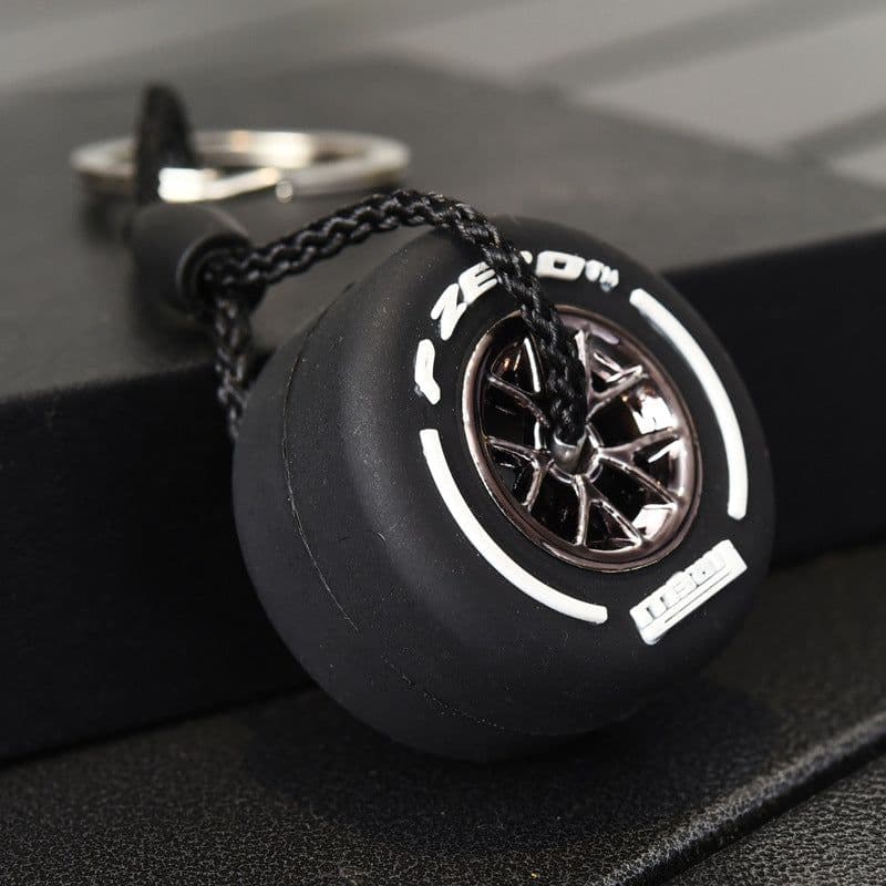 image-Cross-border soft rubber small tire keychain, personalized double-sided LOGO tire keychain with wheels, accessories, small gifts