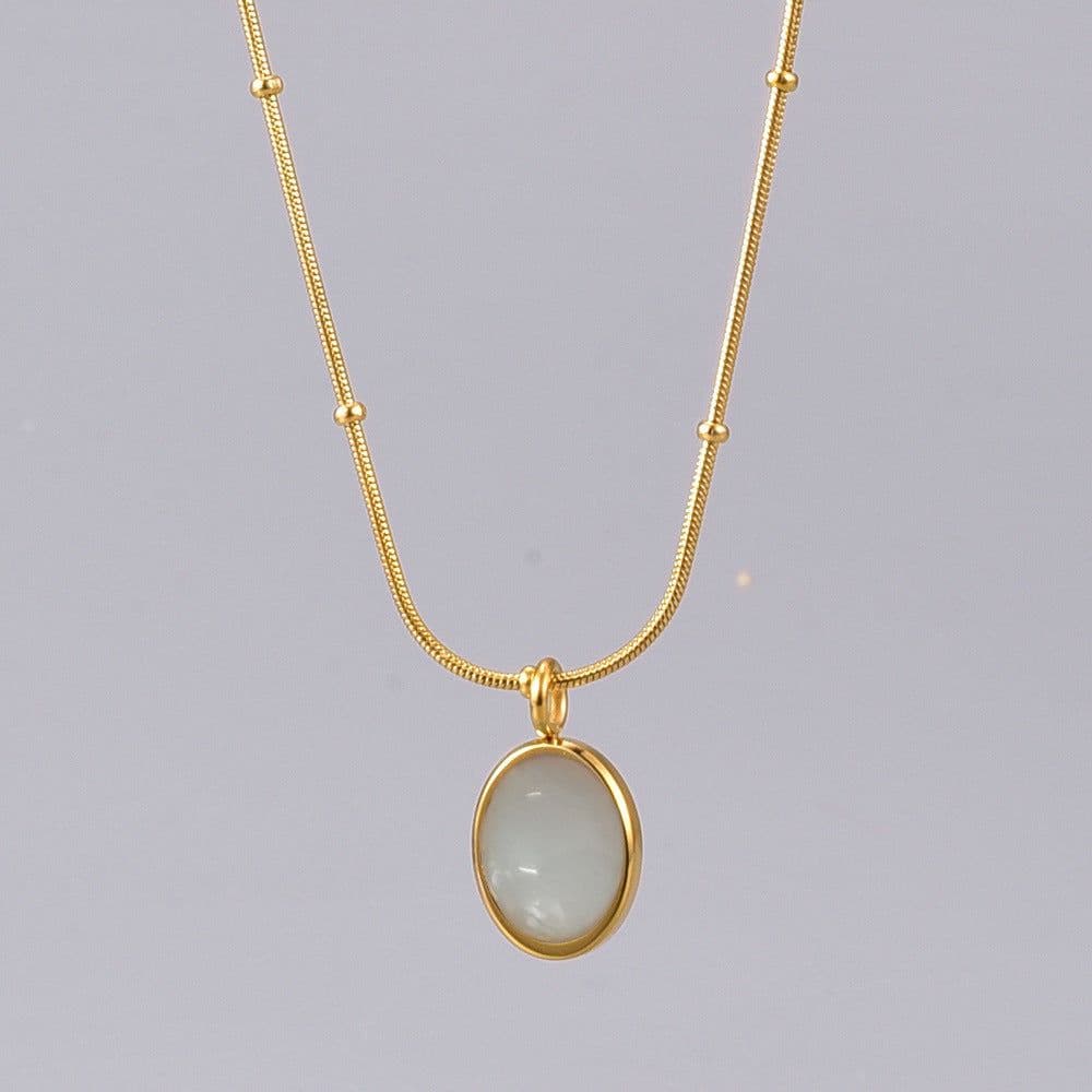 image-Niche Light Luxury Oval Natural Necklace Pendant Blue Star Sea Simple Temperament Elegant Design Clavicle Chain