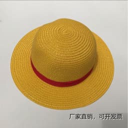image-Cap male Luffy Spring/Summer Travel Sunshade Anime Hat Summer Sunscreen Yellow Braided Cap One Piece Prop Hat