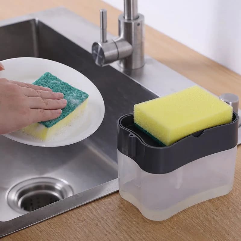 image-Automatic liquid box, scouring pad, dishwashing brush, soap liquid box, direct sales creative kitchen brush, detergent liquid dispenser, push type