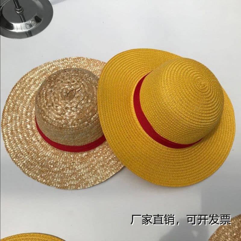 image-Cap male Luffy Spring/Summer Travel Sunshade Anime Hat Summer Sunscreen Yellow Braided Cap One Piece Prop Hat