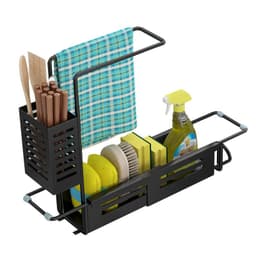 image-Kitchen stainless steel rag rack multi-purpose sink drain storage towel faucet retractable sink rack