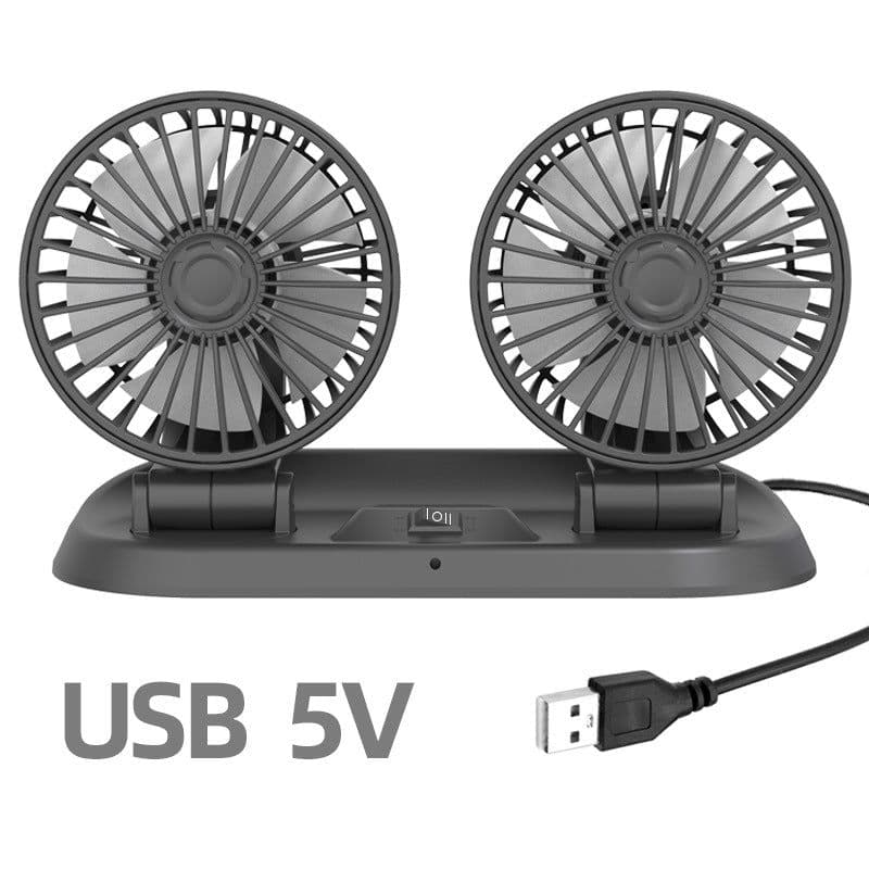 image-Car mini five-blade 360°rotatable fan creative adjustment wind power stop sign fan car supplies