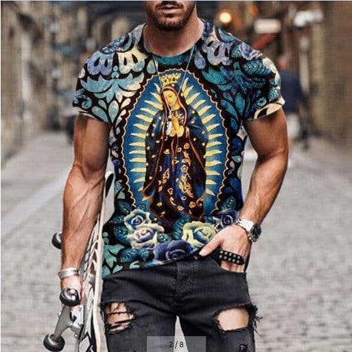 image-Cross-border European and American men's round neck digital printing sweater