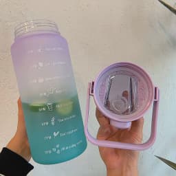 image-Creative large-capacity plastic cup bouncing cover outdoor frosted sports bottle gradient color space cup with scale cup
