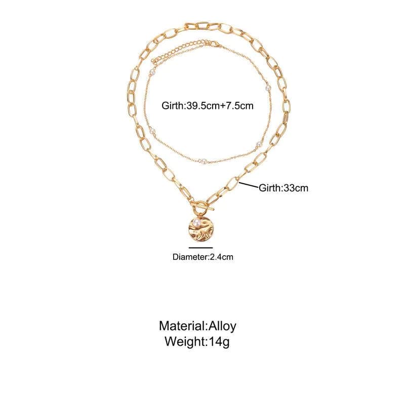 image-European and American new double-layer necklace long punk chain pearl short necklace aliexpress wish explosion clavicle chain female