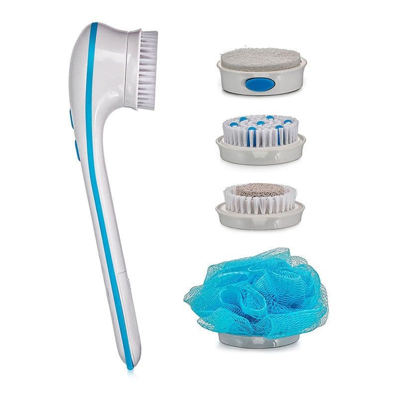 image-Simple TV five-in-one electric massage bath brush set silicone bathroom electric bath brush scrubbing device long handle