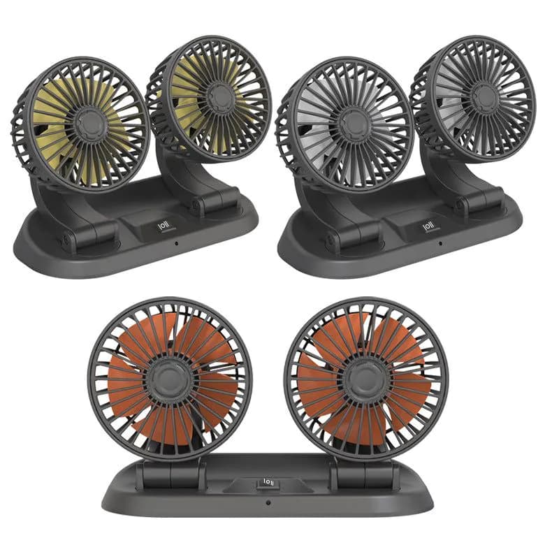 image-Car mini five-blade 360°rotatable fan creative adjustment wind power stop sign fan car supplies