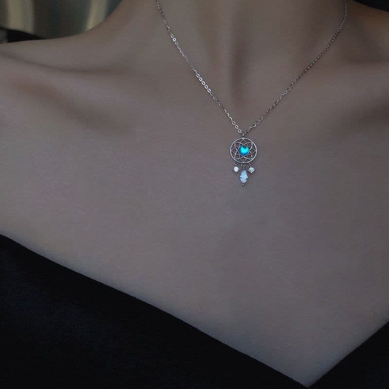 image-S925 sterling silver moonlight dream catcher element niche female necklace clavicle chain cold wind light luxury feeling girlfriend gift