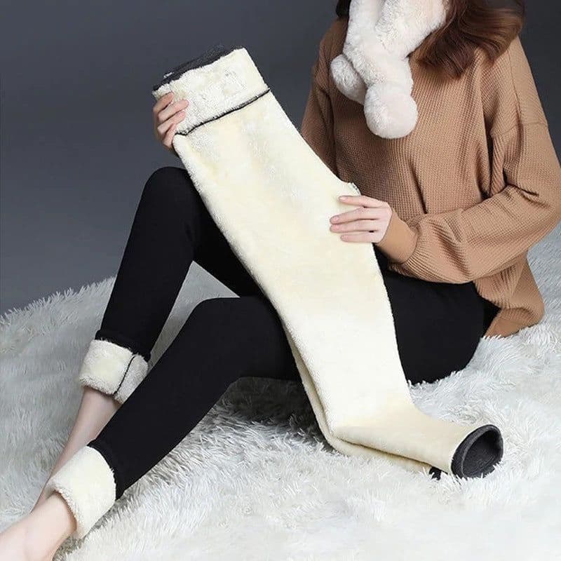 image-Thickened winter lamb velvet leggings women's outer wear plus velvet padded foot pants women's high-waist stretch thermal pants cotton trousers