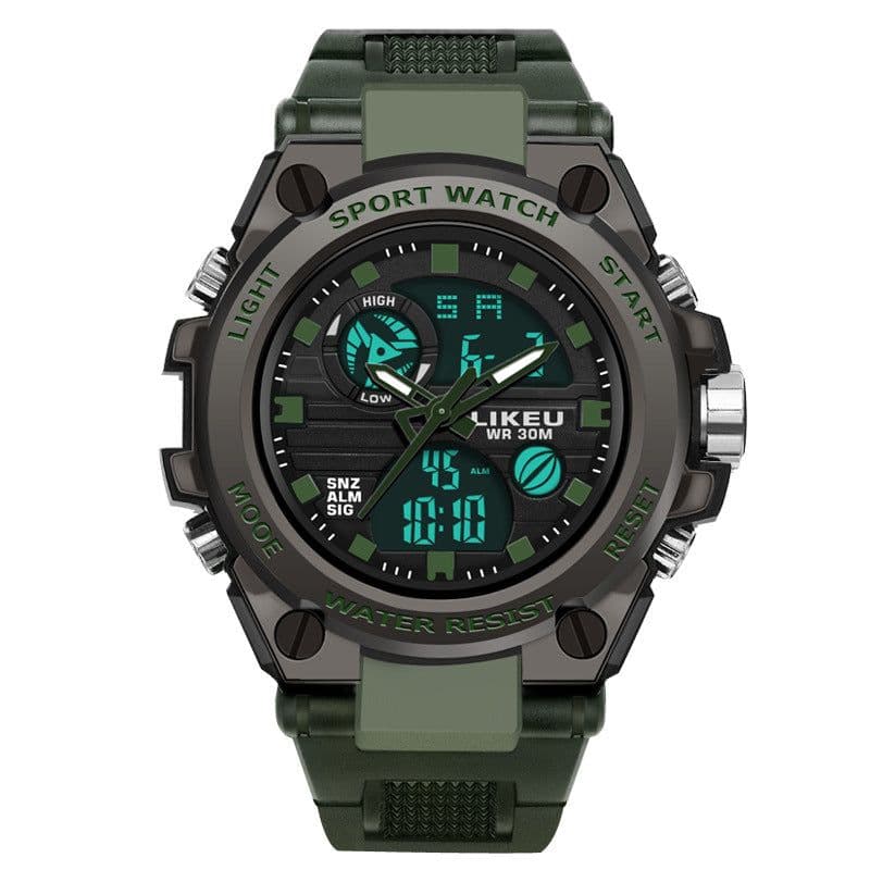 image-2021 new watch male black technology big dial luminous waterproof trend fashion youth student electronic watch