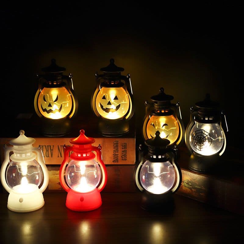 image-Retro kerosene lamp Christmas Halloween pumpkin portable pony lantern night light LED electronic decoration candle light