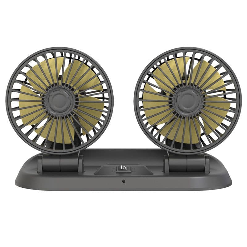 image-Car mini five-blade 360°rotatable fan creative adjustment wind power stop sign fan car supplies
