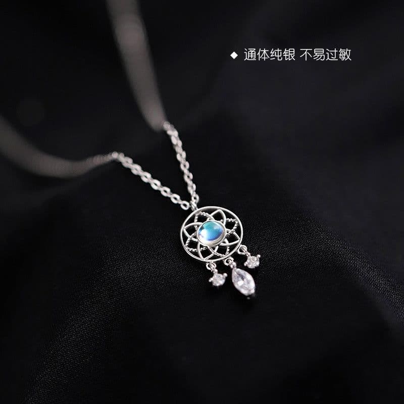 image-S925 sterling silver moonlight dream catcher element niche female necklace clavicle chain cold wind light luxury feeling girlfriend gift