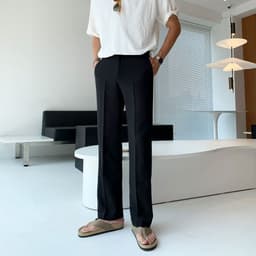 image-MYQ men's trousers drape straight loose Korean style suit pants summer ice silk thin style fall feeling casual pants trend