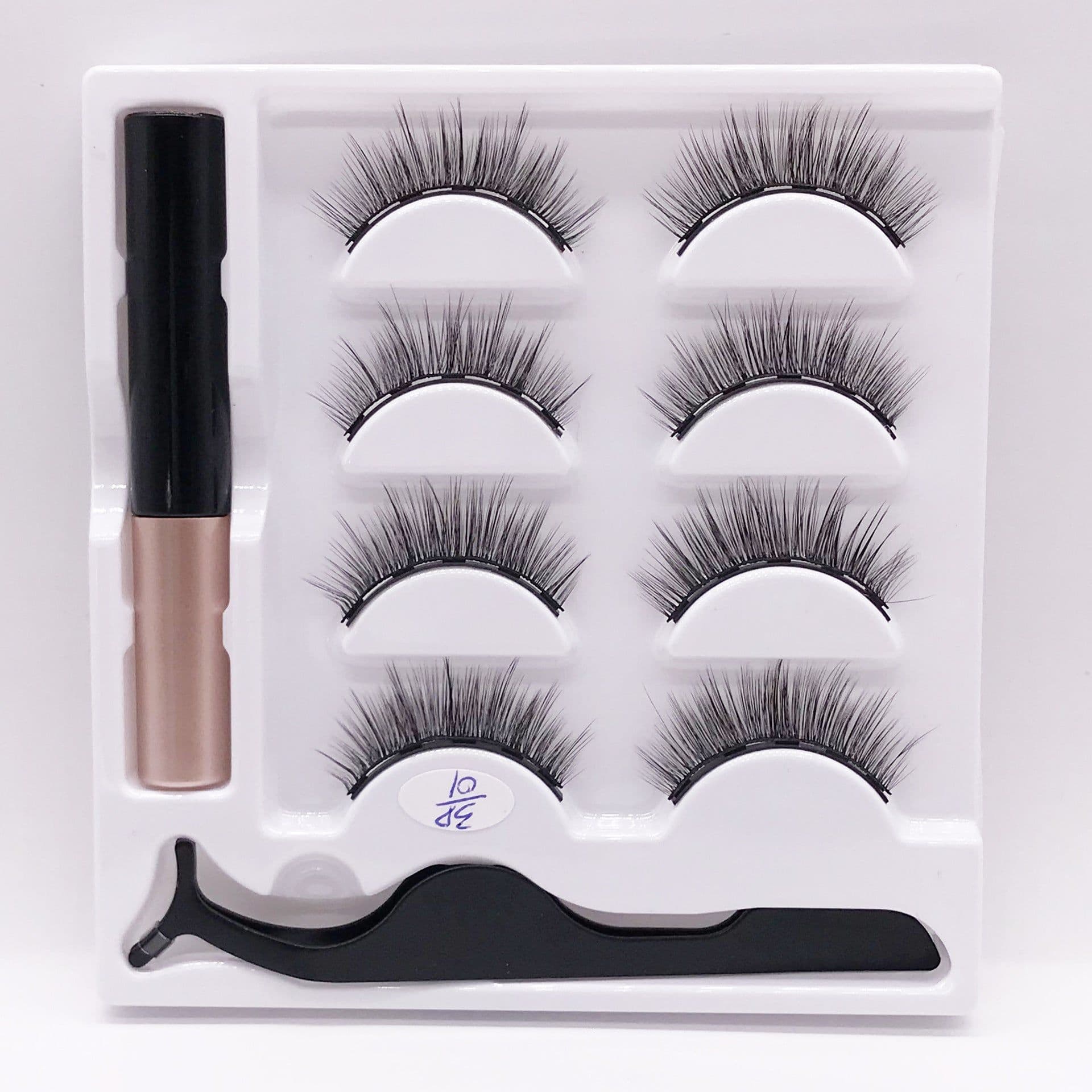 image-Cross-border new product glue-free natural 4 pairs of magnet false eyelashes magnetic eyeliner set wholesale false eyelashes