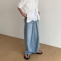 image-MYQ Men's Trousers Jeans Straight Loose Tide Brand Korean Trend Casual Pants Mopping Wide Leg Pants Summer
