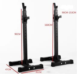 image-Black Split Squat Rack – Adjustable Household Fitness