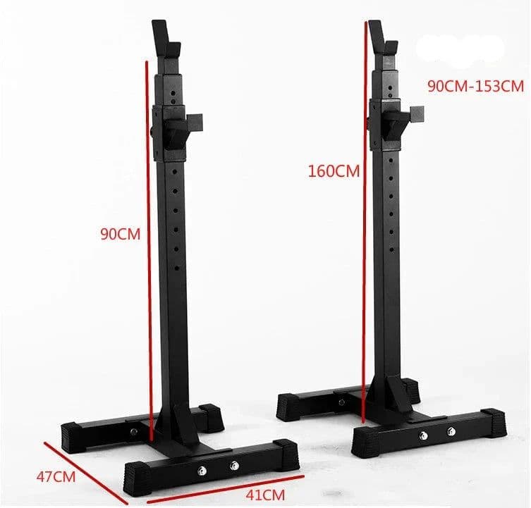 image-Black Split Squat Rack – Adjustable Household Fitness
