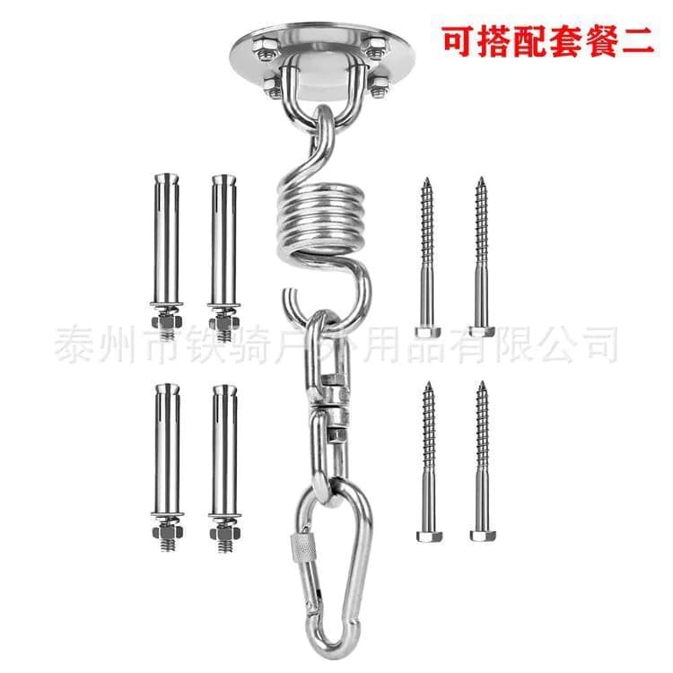 image-Stainless steel aerial yoga fixed plate hammock sandbag swing top buckle hanging chair hook load-bearing fixed round hanging plate