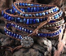 image-Cross-border AliExpress Hot Selling European and American Vintage Natural Cut-Angle Emperor Stone Leather Bracelet Five Circles Multilayer Winding Bracelet