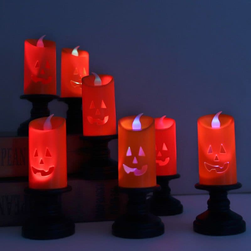 image-Halloween candle light LED colorful candlestick table top decoration venue decoration props Halloween decoration pumpkin lantern