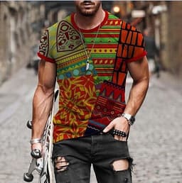 image-Cross-border European and American men's round neck digital printing sweater