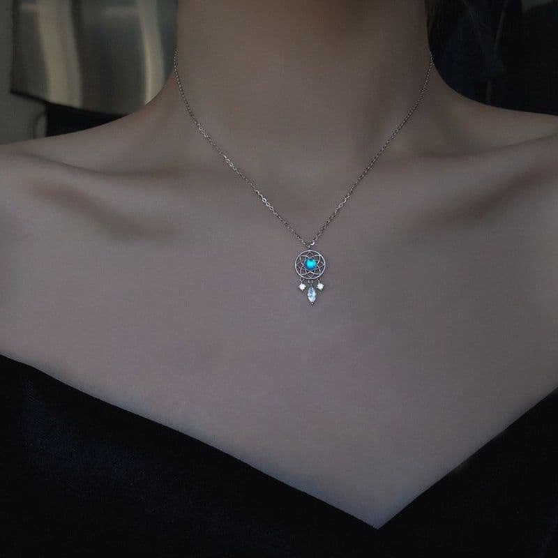 image-S925 sterling silver moonlight dream catcher element niche female necklace clavicle chain cold wind light luxury feeling girlfriend gift