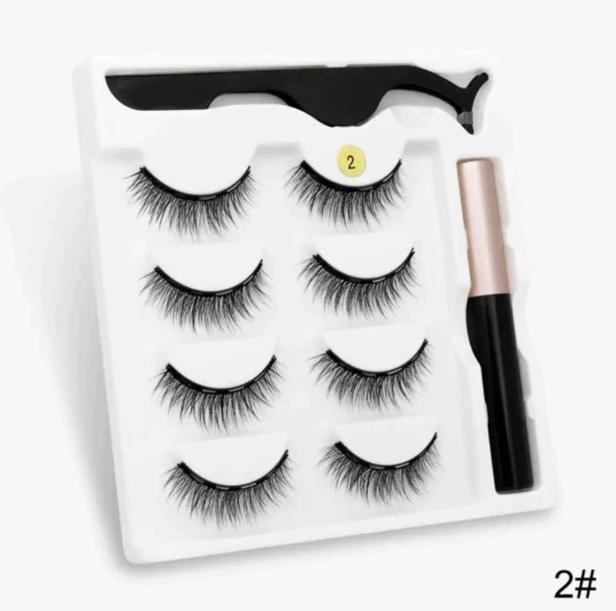 image-Cross-border new product glue-free natural 4 pairs of magnet false eyelashes magnetic eyeliner set wholesale false eyelashes