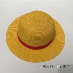 image-Cap male Luffy Spring/Summer Travel Sunshade Anime Hat Summer Sunscreen Yellow Braided Cap One Piece Prop Hat
