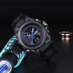 image-2021 new watch male black technology big dial luminous waterproof trend fashion youth student electronic watch