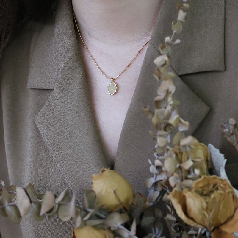 image-Niche Light Luxury Oval Natural Necklace Pendant Blue Star Sea Simple Temperament Elegant Design Clavicle Chain