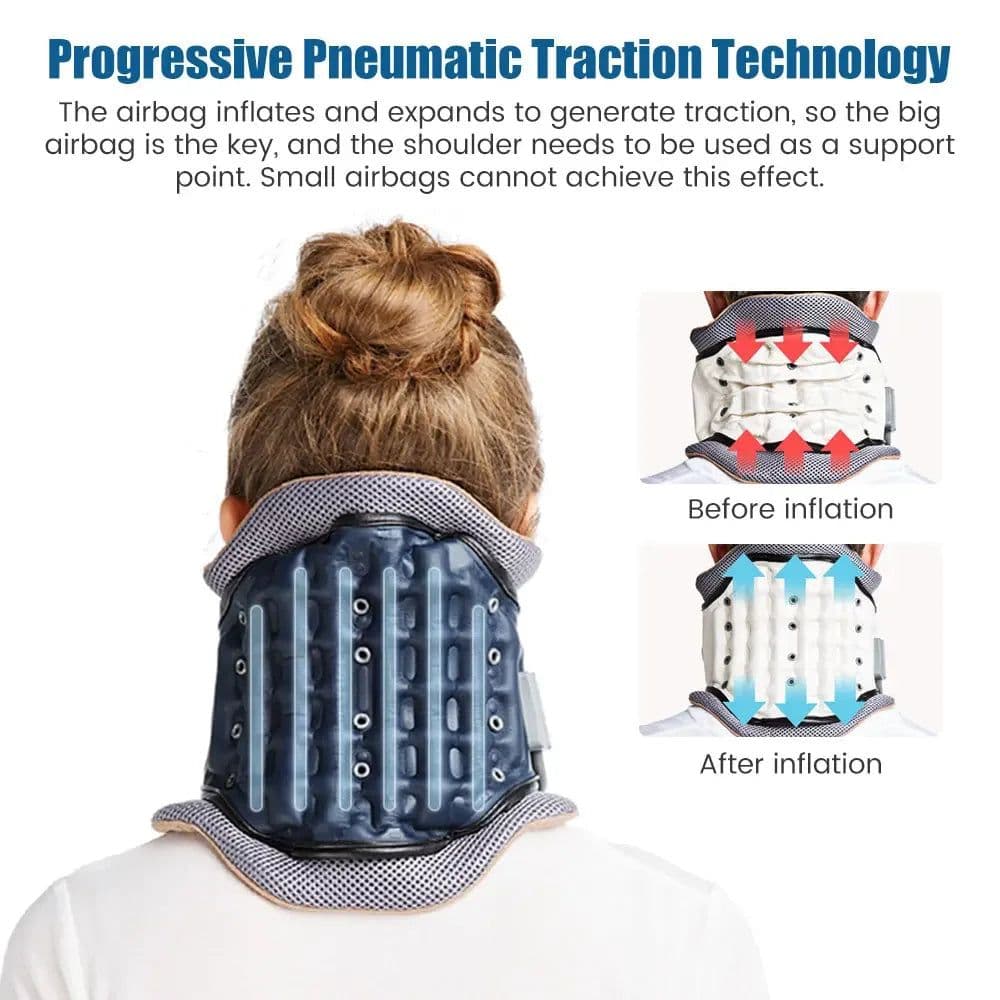 image-Inflatable Cervical Neck Brace Spine Traction Support White