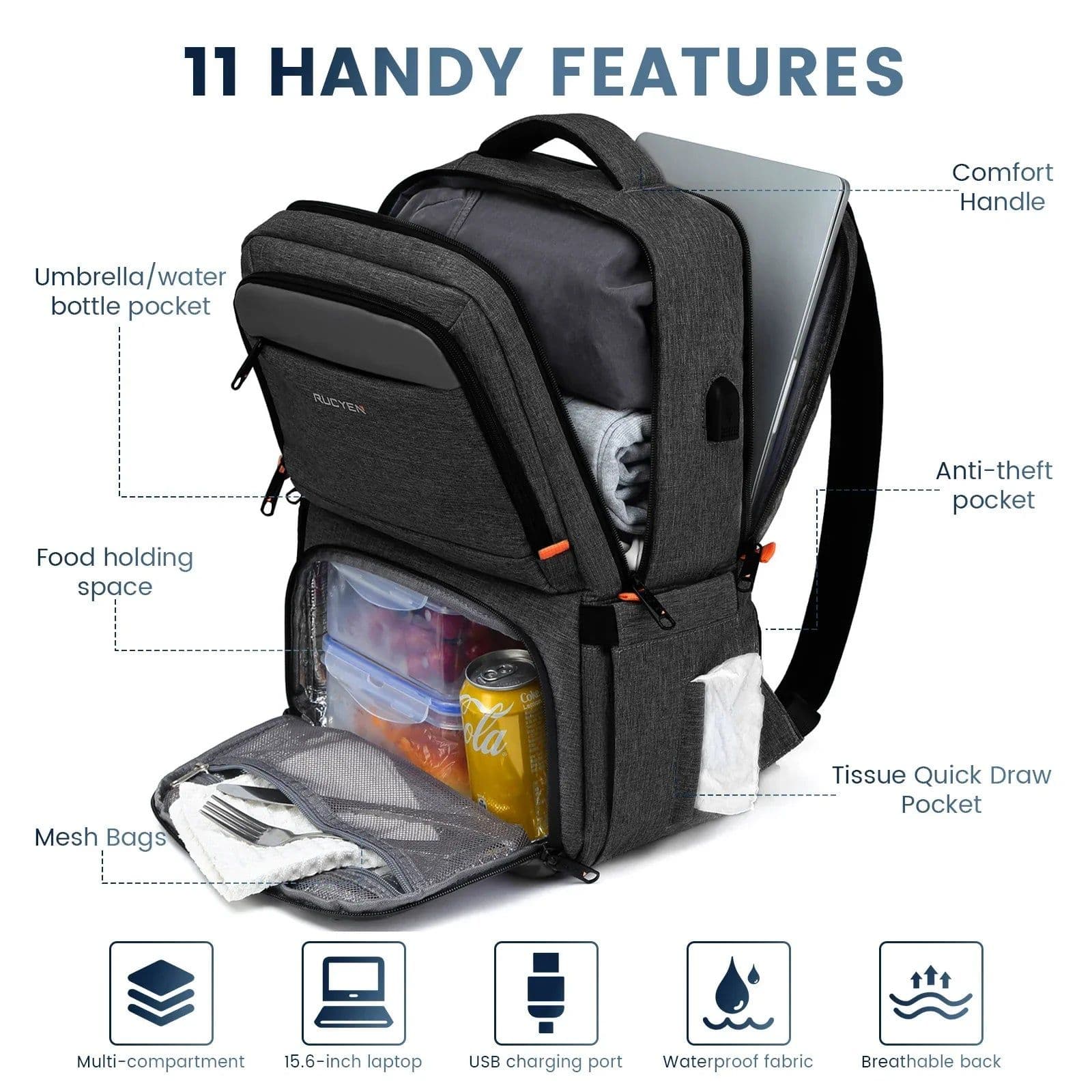 image-Waterproof Insulated Cooler Backpack Black