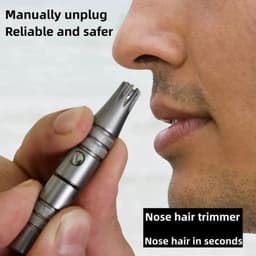 image-Smooth And Clean Stainless Steel Manual Nose Hair Trimmer for Men Silver