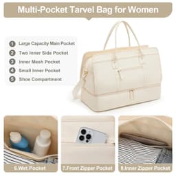 image-Luggage Travel Bag with Clothes and Toiletry Bag (Beige)