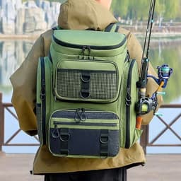 image-Tackle Backpack with Rod Holders Camping Green