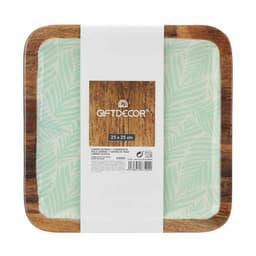 image-Centerpiece Gift Decor White Brown Green Polyester Resin Mango wood 25 x 25 cm 25,4 x 2,54 x 25,4 cm Leaf of a plant (6 Units)