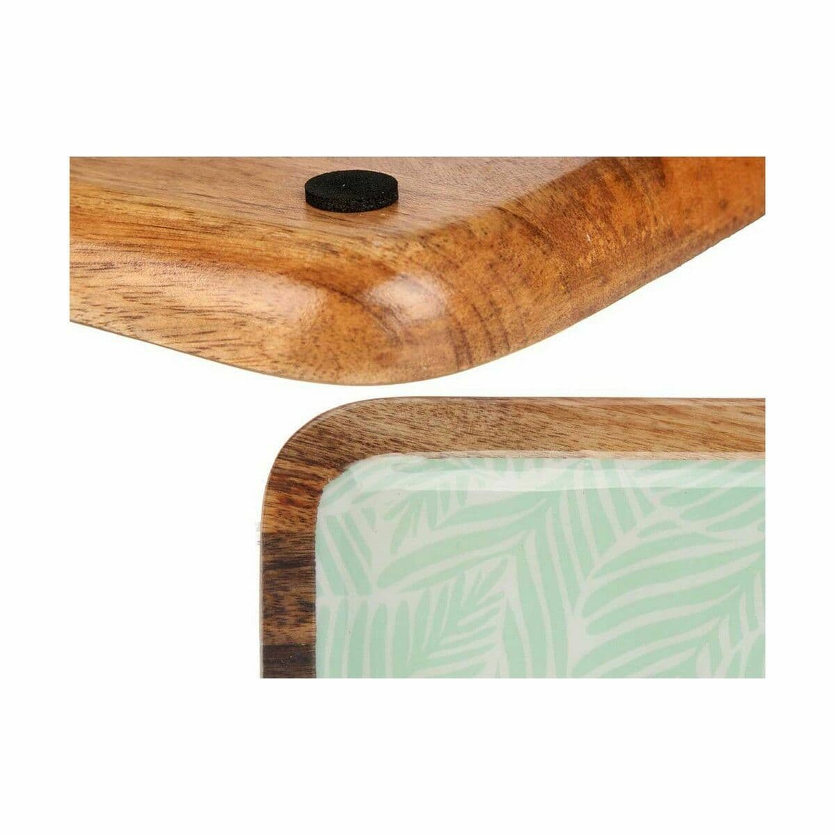 image-Centerpiece Gift Decor White Brown Green Polyester Resin Mango wood 25 x 25 cm 25,4 x 2,54 x 25,4 cm Leaf of a plant (6 Units)