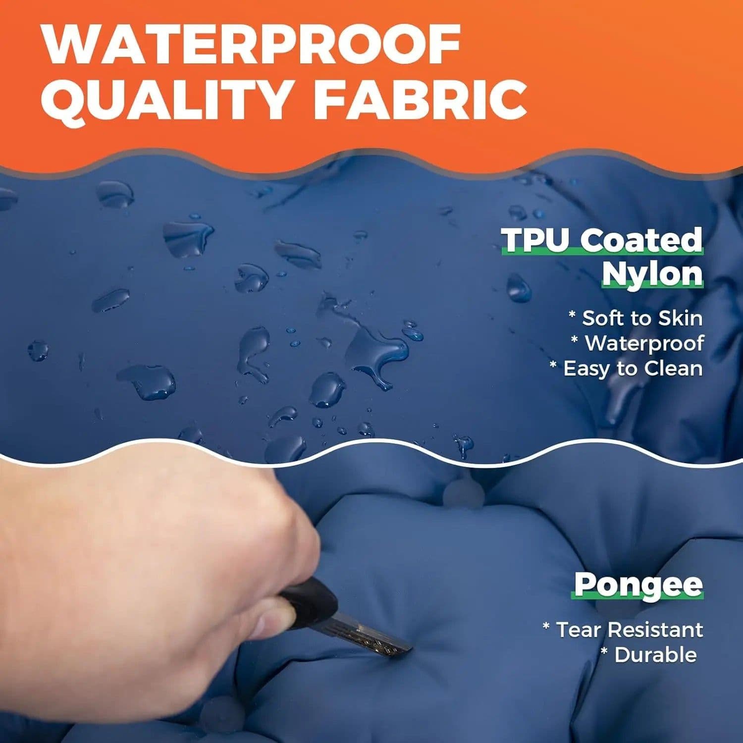 image-Double Sleeping Pad Inflatable Camping Navy Blue